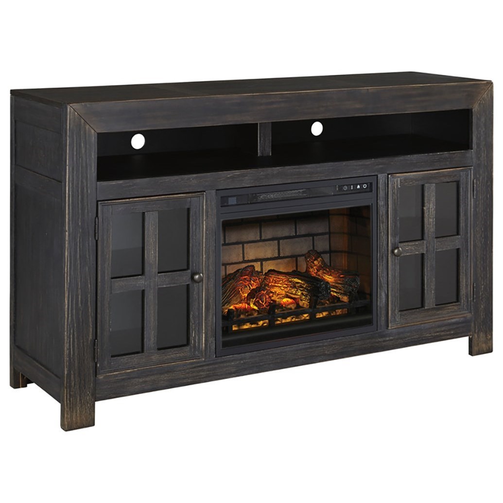 black fireplace tv stand
